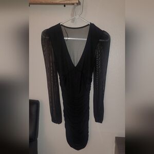 Elegant Black Sheer Sleeve Dress